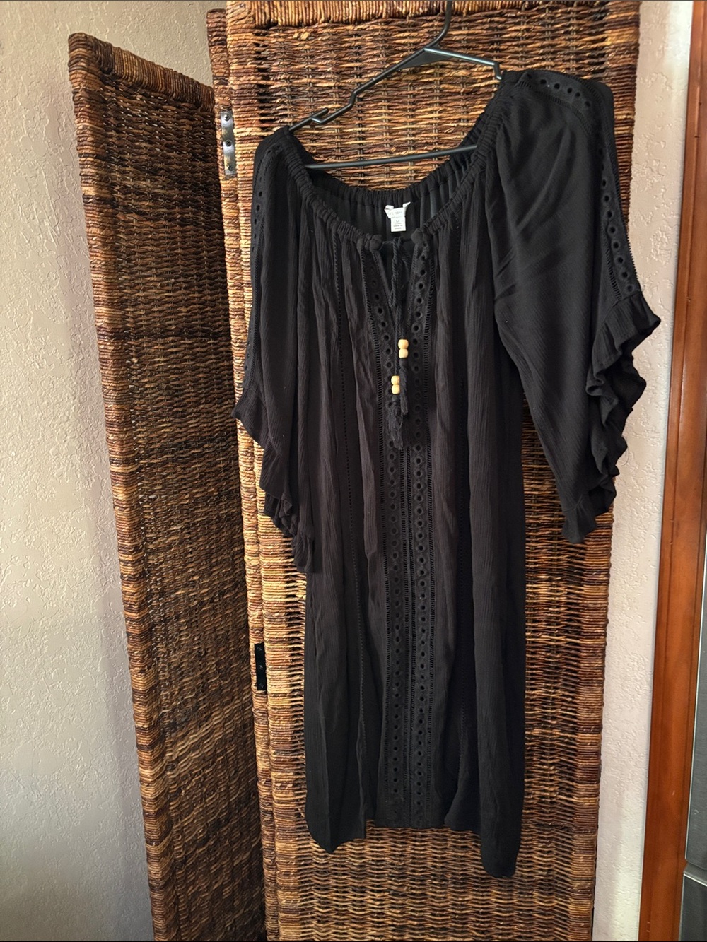 Women’s Black Boho Peasant Top - Casual Tunic